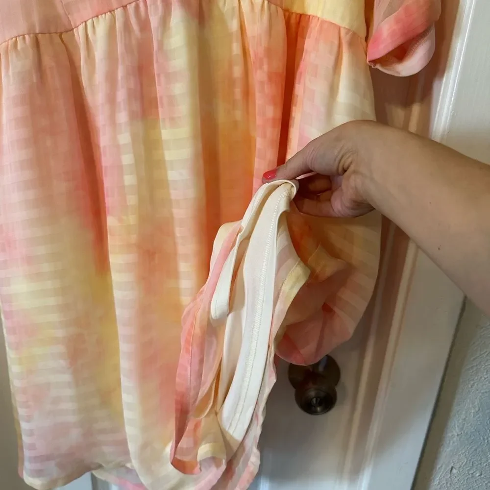 Entro Light Pink Lemon Yellow Mini Dress Medium - Picture 6 of 10